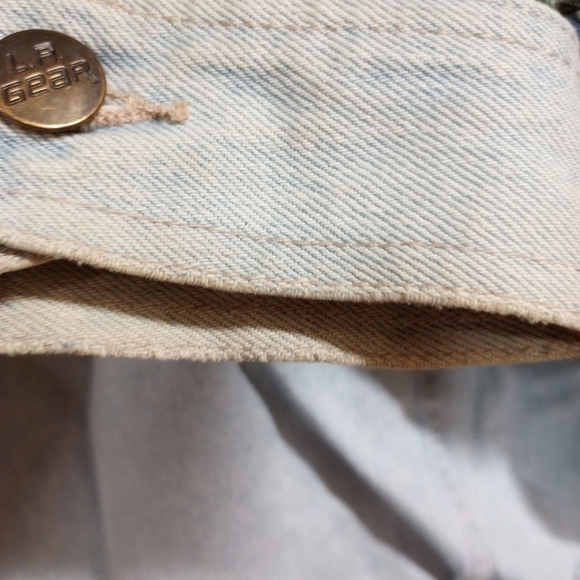 Vintage LA Gear Denim Jacket Plaid Acid Wash Boxy 90s Grunge SZ Small Oversized - Picture 10 of 10